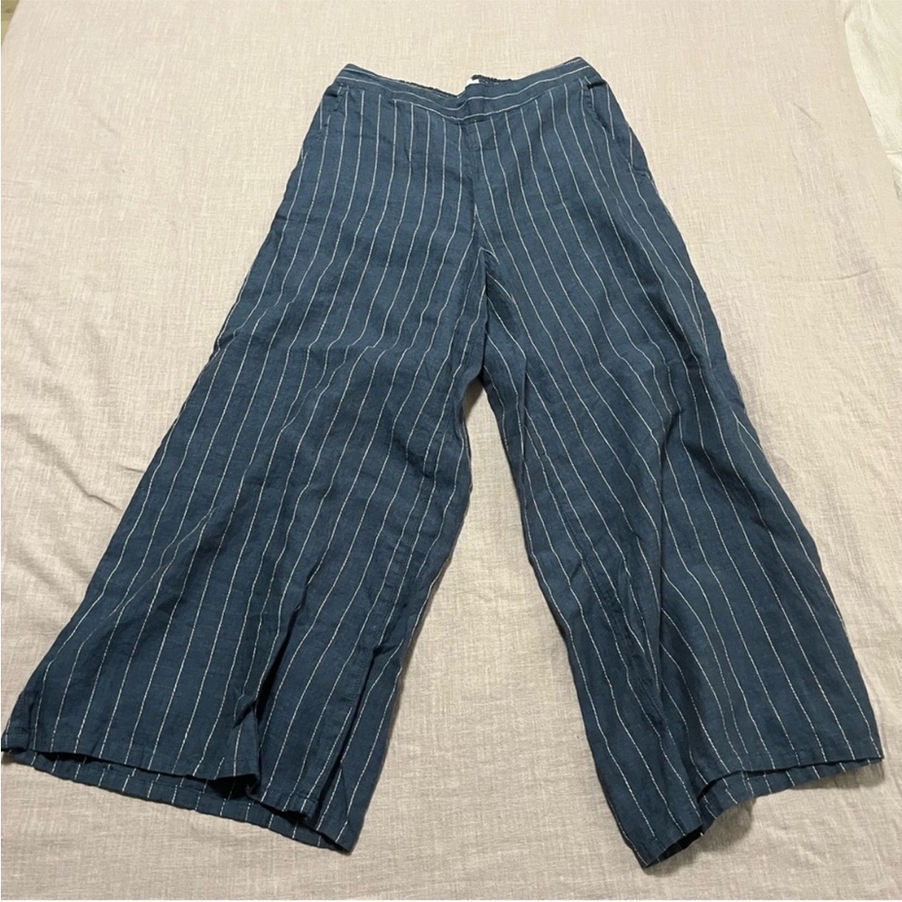 H by Halston Blue Striped Wide Leg Pants